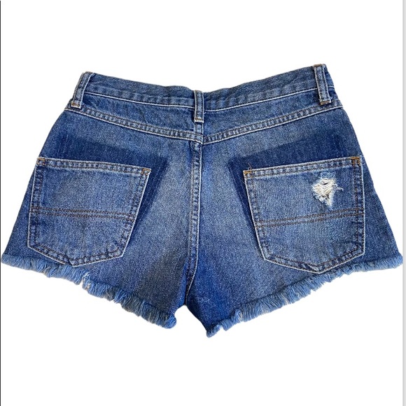 TOPSHOP Moto Rosa Distressed Denim Short - Size 2 - Picture 2 of 9